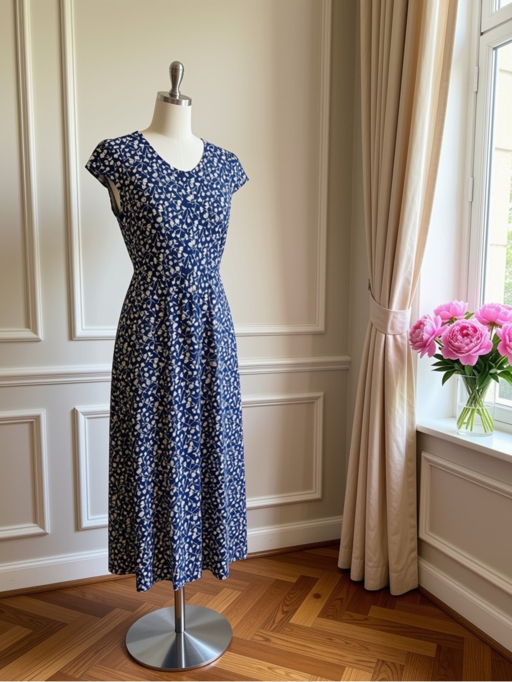 Reformation Fauna Navy Floral Dress
